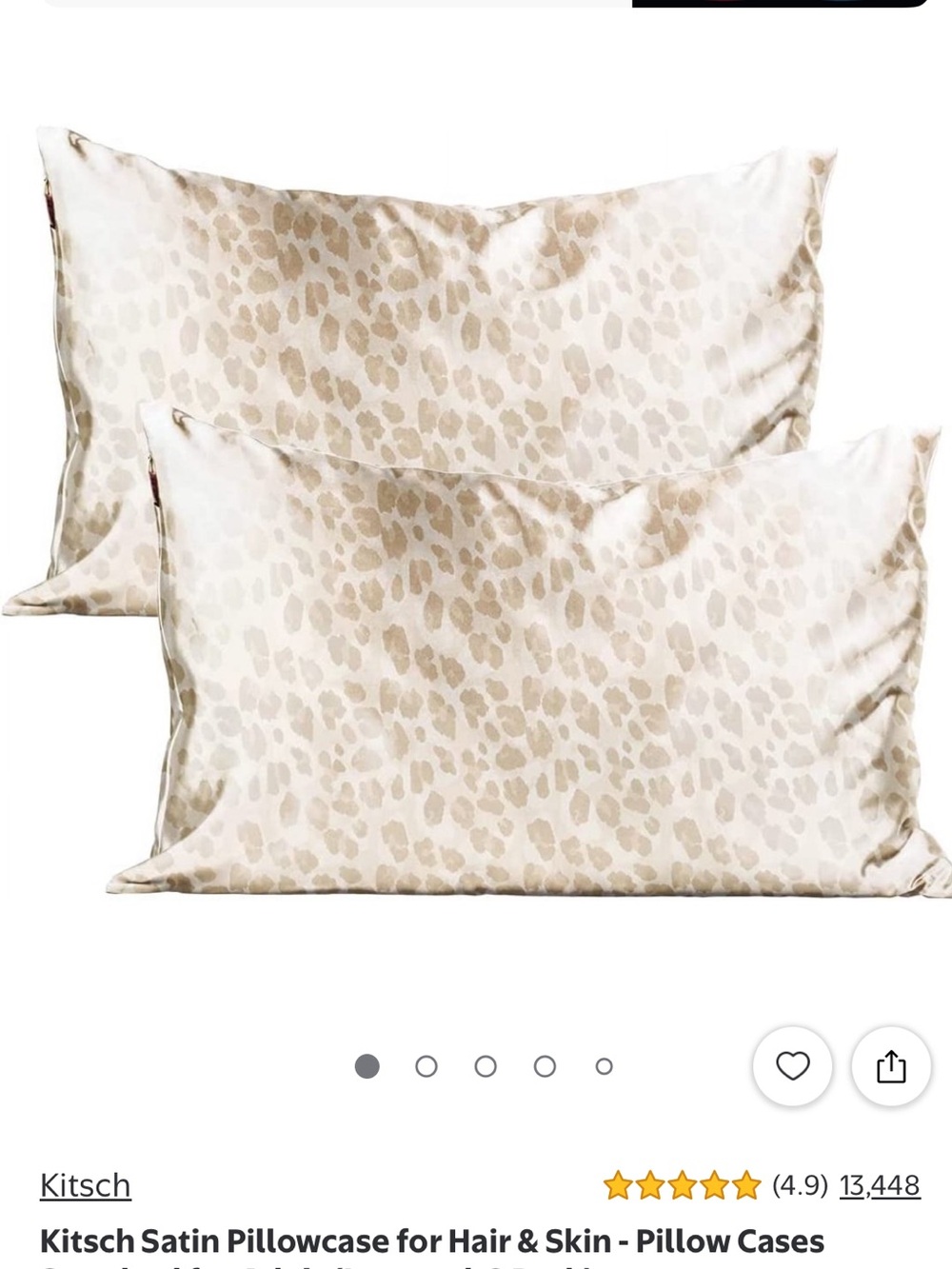 Kitsch Satin Leopard Print Pillowcase Pair in Beige